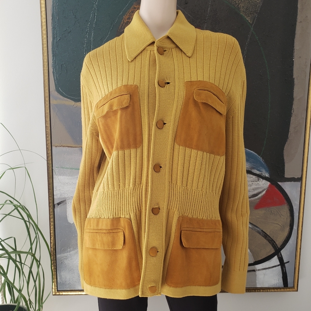 Vintage | Wool Cardigan with Suede Details - Picture 3 of 16